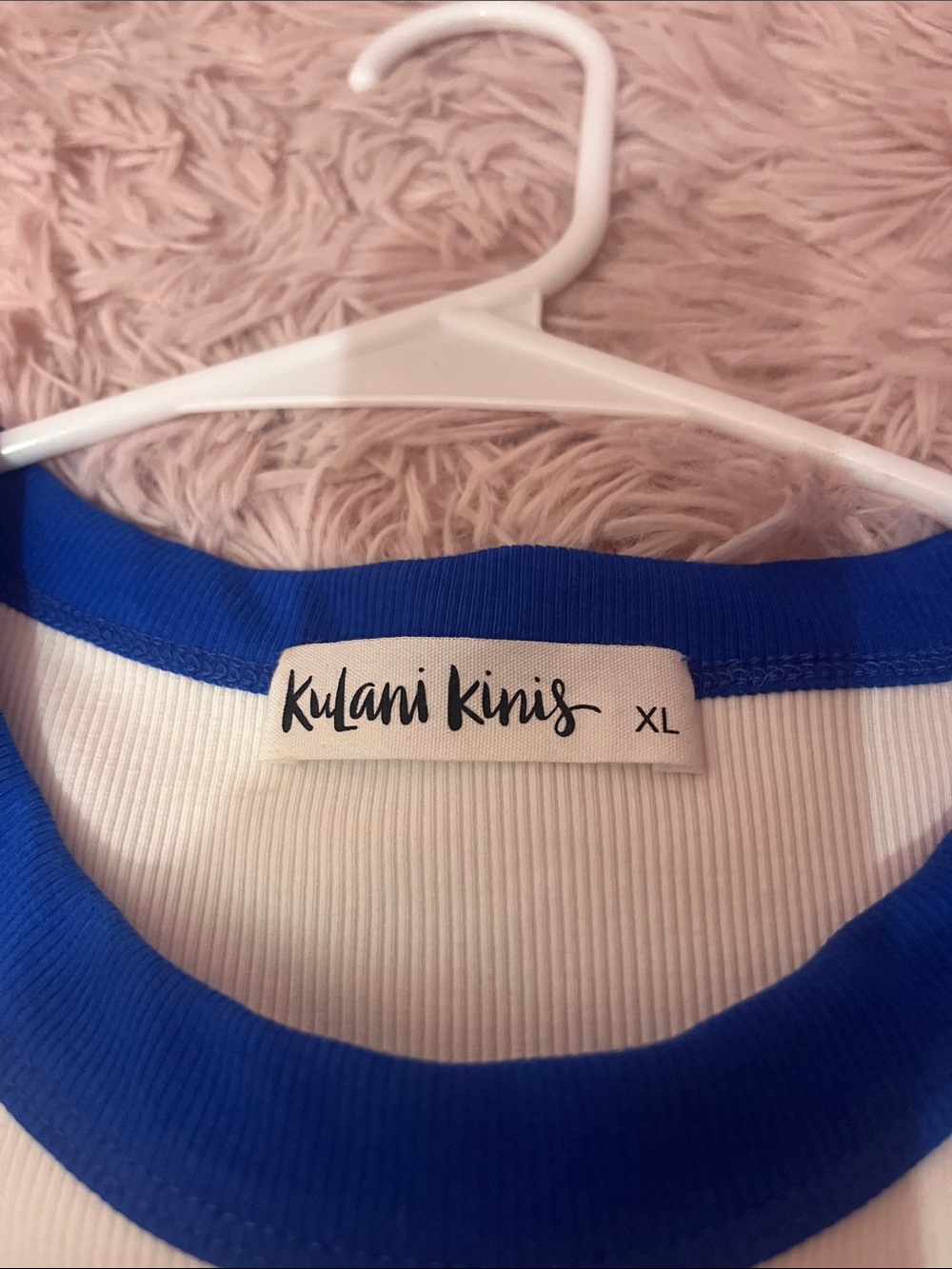 White & Blue Ribbed Tank Top - Picture 3 of 3
